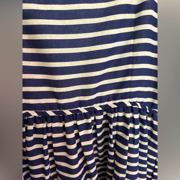 JCrew linen cotton blend blue/white striped gathered dress Size 4 - Picture 6 of 9